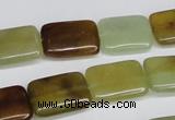 CFW148 15.5 inches 10*14mm rectangle flower jade gemstone beads