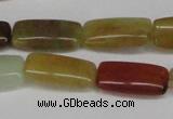 CFW154 15.5 inches 10*20mm rectangle flower jade gemstone beads