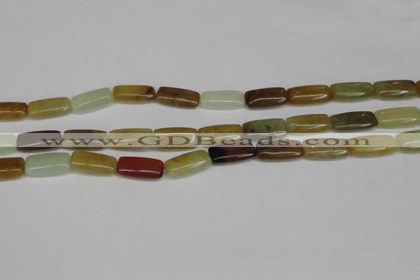 CFW154 15.5 inches 10*20mm rectangle flower jade gemstone beads