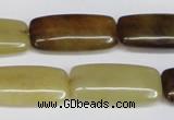 CFW155 15.5 inches 12*25mm rectangle flower jade gemstone beads