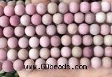 CFW37 15.5 inches 8mm round matte pink wooden jasper beads