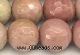 CFW63 15 inches 12mm faceted round pink wooden jasper beads