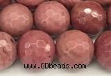 CFW67 15 inches 10mm faceted round pink wooden jasper beads