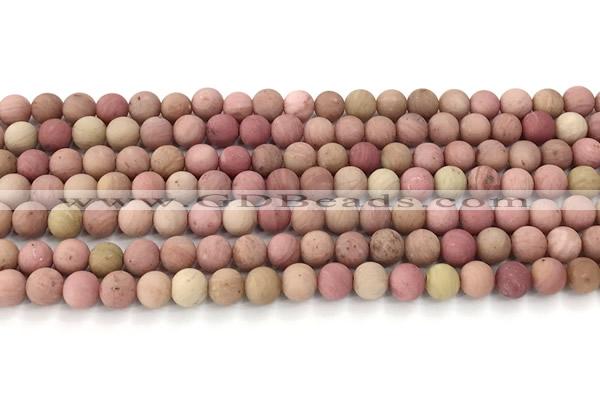 CFW71 15 inches 6mm round matte pink wooden jasper beads