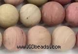 CFW72 15 inches 8mm round matte pink wooden jasper beads