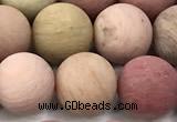 CFW74 15 inches 12mm round matte pink wooden jasper beads