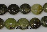 CGA213 15.5 inches 14mm flat round natural green garnet beads