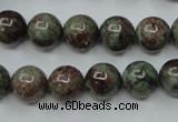 CGA305 15.5 inches 14mm round red green garnet gemstone beads