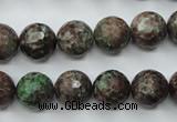 CGA315 15.5 inches 14mm faceted round red green garnet gemstone beads