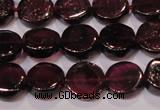 CGA383 15 inches 7mm coin natural red garnet beads wholesale