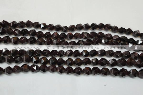 CGA451 15.5 inches 8mm faceted nuggets natural red garnet beads