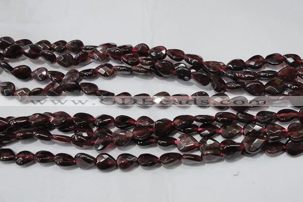 CGA483 15.5 inches 6*8mm faceted flat teardrop natural red garnet beads