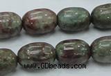 CGA54 15.5 inches 12*16mm egg-shaped red green garnet gemstone beads