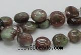 CGA58 15.5 inches 10mm flat round red green garnet gemstone beads