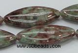 CGA70 15.5 inches 20*40mm horse eye red green garnet gemstone beads