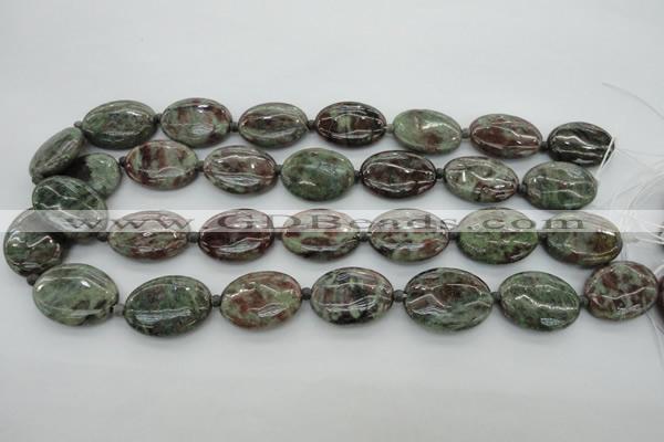 CGA72 15.5 inches 18*25mm oval red green garnet gemstone beads