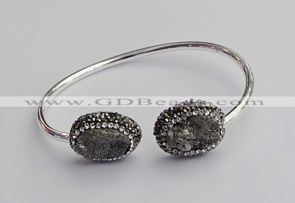 CGB2021 16*20mm freeform plated druzy agate bangles wholesale