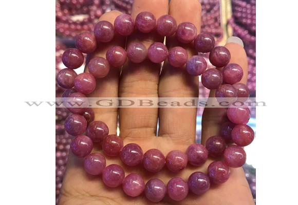 CGB2501 7.5 inches 7mm round ruby gemstone beaded bracelets