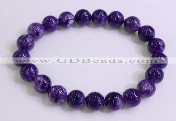 CGB2571 7.5 inches 9mm round charoite gemstone beaded bracelets