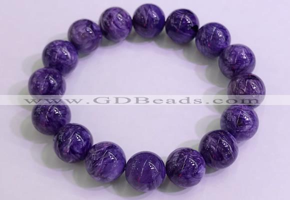 CGB2574 7.5 inches 13mm round charoite gemstone beaded bracelets