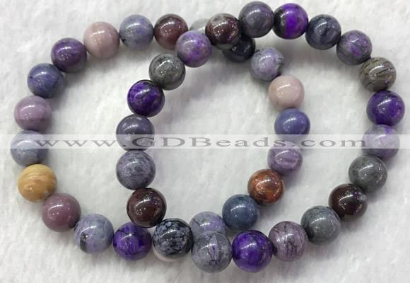 CGB2606 7.5 inches 9mm round natural sugilite beaded bracelets