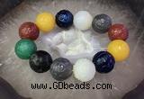 CGB3004 7.5 inches 20mm carved round mixed agate bracelet wholesale