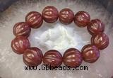 CGB3006 7.5 inches 19mm - 20mm carved round red agate bracelet