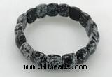 CGB3386 7.5 inches 10*15mm oval snowflake obsidian bracelets