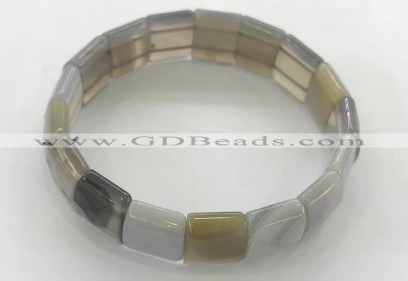 CGB3426 7.5 inches 12*15mm faceted rectangle agate bracelets