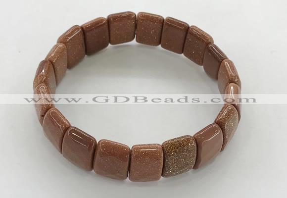 CGB3430 7.5 inches 12*15mm faceted rectangle goldstone bracelets