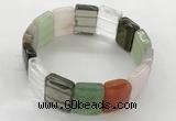 CGB3483 7.5 inches 15*20mm faceted rectangle mixed gemstone bracelets