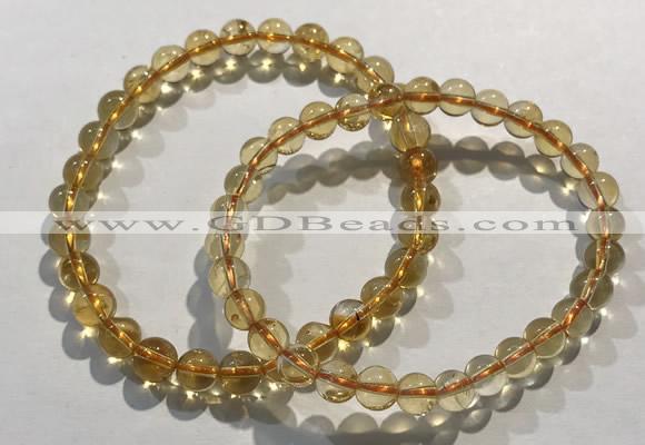 CGB4022 7.5 inches 7mm round citrine beaded bracelets wholesale