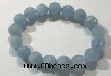 CGB4038 7.5 inches 11mm faceted round aquamarine beaded bracelets