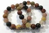 CGB4074 7.5 inches 13mm round mixed rutilated quartz beaded bracelets