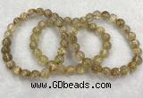 CGB4115 7.5 inches 8mm - 9mm round golden rutilated quartz beaded bracelets