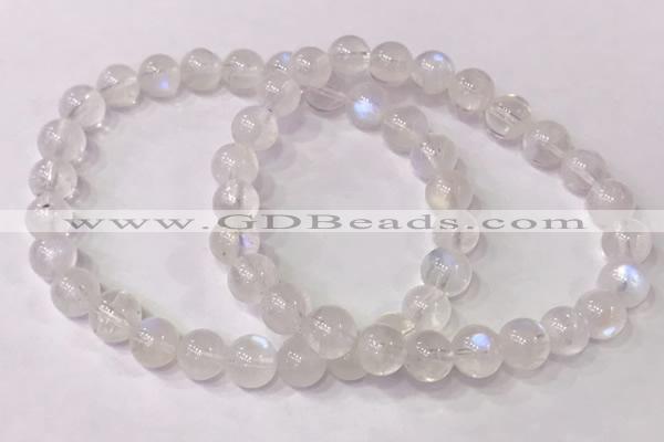 CGB4509 7.5 inches 7mm round white moonstone beaded bracelets