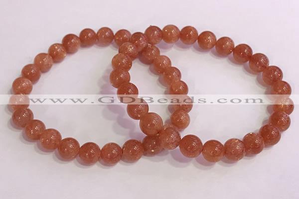 CGB4543 7.5 inches 8mm round golden sunstone beaded bracelets