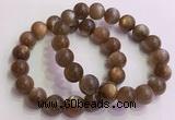 CGB4566 7.5 inches 12mm round golden sunstone beaded bracelets