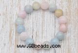 CGB5314 10mm, 12mm round morganite beads stretchy bracelets