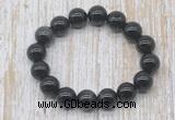 CGB5341 10mm, 12mm round black banded agate beads stretchy bracelets