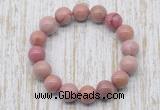 CGB5371 10mm, 12mm round pink wooden jasper beads stretchy bracelets