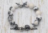 CGB5382 10mm, 12mm round black & white jasper beads stretchy bracelets