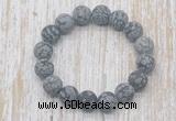 CGB5519 10mm, 12mm round matte snowflake obsidian beads stretchy bracelets