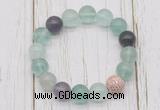 CGB5655 10mm, 12mm fluorite beads with zircon ball charm bracelets