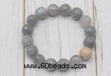 CGB5664 10mm, 12mm faceted labradorite beads with zircon ball charm bracelets