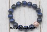 CGB5676 10mm, 12mm blue tiger eye beads with zircon ball charm bracelets