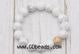 CGB5690 10mm, 12mm white howlite beads with zircon ball charm bracelets