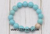 CGB5692 10mm, 12mm blue howlite turquoise beads with zircon ball charm bracelets