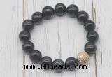 CGB5710 10mm, 12mm black banded agate beads with zircon ball charm bracelets