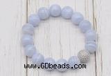 CGB5722 10mm, 12mm blue lace agate beads with zircon ball charm bracelets